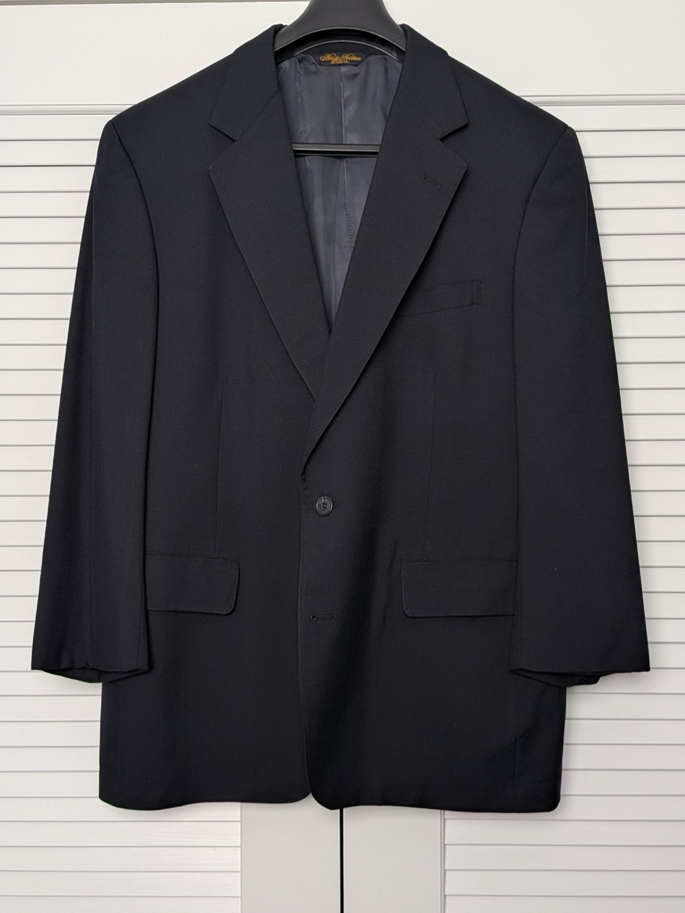 Brooks Brothers Makers Brooksease Mens Blazer Suit Jacket 100% Wool Black 42R